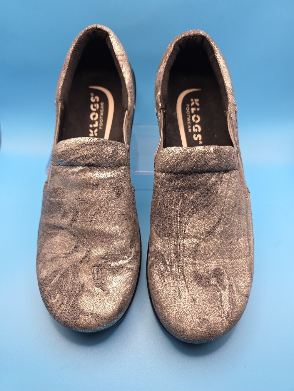 Klogs Mission Metallic Bronze Silver Leather Clogs Nurse Comfort Women's 7 NWOT